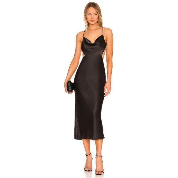 Shona Joy Dresses & Skirts - Shona Joy Thalia Bias Open Back Midi Dress Black